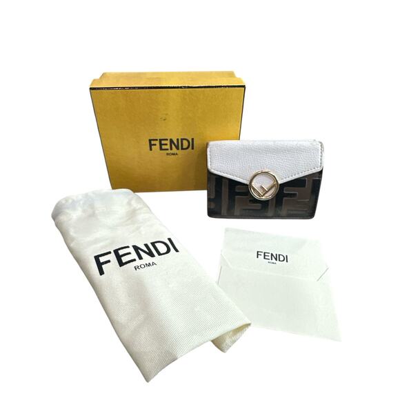 269. Fendi Vitello Liberty Zucca Trifold Wallet - Beige/Brown - Picture 12 of 12